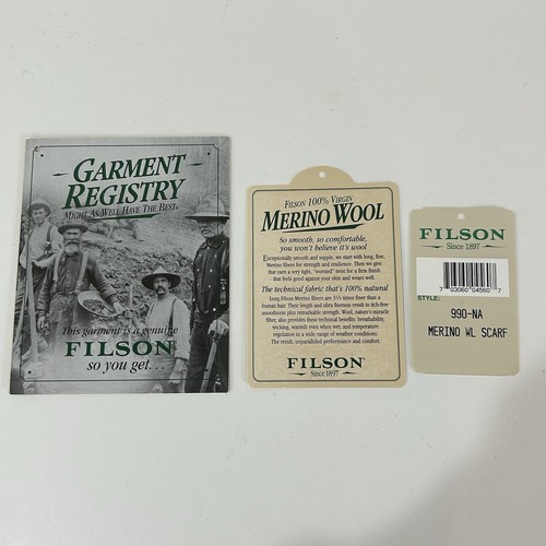 Vintage Filson 100% Merino Wool Scarf Navy Blue Made in USA NEW w/ Tags & Box - Picture 6 of 12