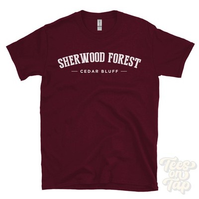 SHERWOOD FOREST CEDAR BLUFF T-SHIRT City of Roanoke Virginia USA varsity gift