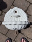 Vtg  Porcelain Wall Bathroom Sink W/Soap Dish Johnson Brothers Half Round Ripple — photo 1