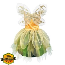 DJDLPARTY Green Fairy Costume Tutu Dress w/Headband and Wings