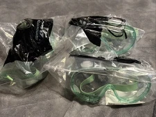 (3) NEW Kleenguard SG34 Clear Lens Protective Safety Googles Green Frame
