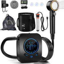 Portable Camping Shower with Heater, 8000mAh Rechargeable Shower Pump, 20L