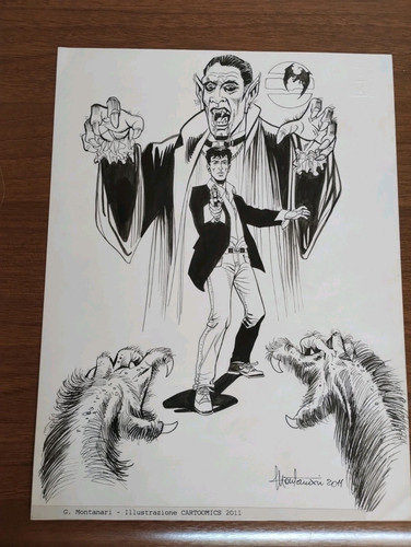 G. MONTANARI DYLAN DOG TAVOLA ORIGINAL ART Illustrazione Cartoomics 2011 - Foto 1 di 10