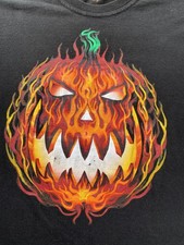 Jack O Lantern Pumpkin Shirt Youth XL 14-16 Black Halloween Graphic Short Sleeve