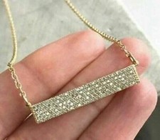 1.20Ct Round Cut Lab Created Diamond Bar Layering Pendant 14K Yellow Gold Plated