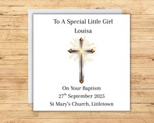 Personalised Christening - Baptism - Sacrament Card With Holy Cross