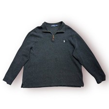 Men's Polo by Ralph Lauren Gray Long Sleeve Collared Zip Pullover Sweater XXL 2x