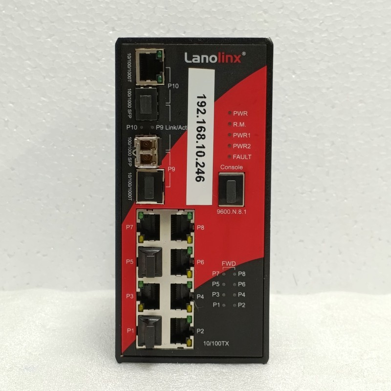 Lanolinx LNP-1002GN-T Managed Industrial PoE Ethernet Switch 10-Port 48VDC