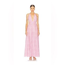LoveShackFancy Love Dress Windsor Petal Print Mic Pink Maxi Raw Hem Small