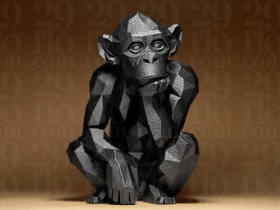 Geometric Monkey   Moderne Affen Skulptur | Abstrakte Tierfigur | Stilvolle