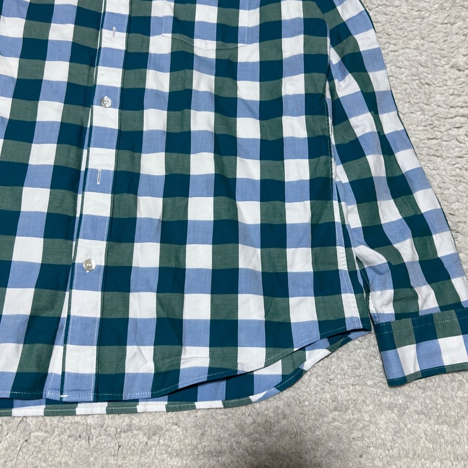 Burberry Brit Shirt Men Large Blue Check Long Sleeve Button Down Cotton ...