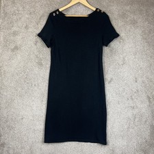 Talbots Dress Womens Small Black Cotton Short Sleeve Stretch Knee Length- 4743