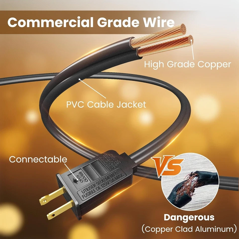 Outdoor String Lights 300ft, 3 Pack 100ft G40 Led Patio Globe Lights  52pcs Bulb - Image 4 of 4