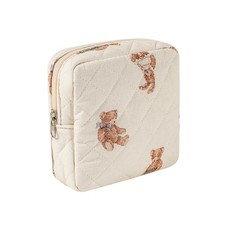 Small Quilted Cosmetic Pouch for Purse, Mini Cotton Makeup Bag with Compartme...