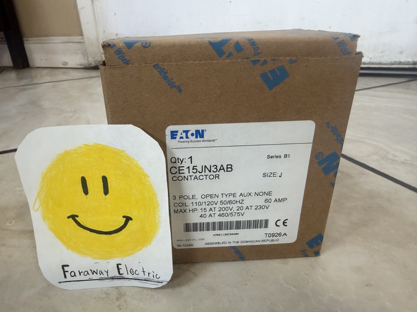 Eaton CE15JN3AB Freedom IEC Contactor 60A 3 Pole 110/120V Coil