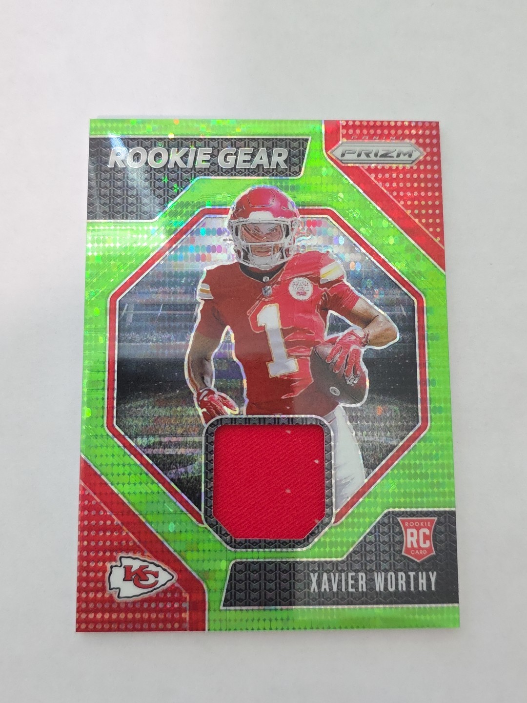 2024 Panini Prizm - Rookie Gear Xavier Worthy #RG-XWY Neon Green Pulsar Prizm