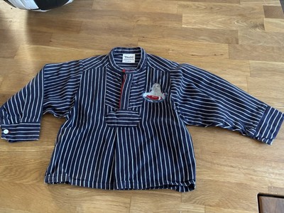 Fischerhemd Gr. 110/116, 4Jahre, Blau Weiß Gestreift, Seehund, Junge, Tago