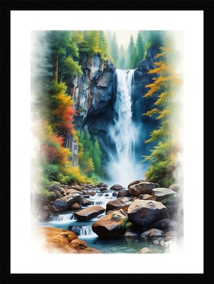 Epischer Wasserfall gerahmtes Wandbild Poster Leinwanddruck Bild