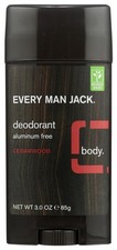 Every Man Jack Deodorant Stick Aluminum Free, Cedarwood, 3 Oz