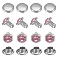 Crystal Rivet Beads 100pcs - Clear Rivets Pink 0.24 inch