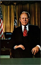 Gerald R. Ford 38th President Oval Office White House Chrome Postcard