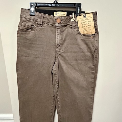 Jeans Democracy taglia 6 marrone tecnologia AB nuovo con etichetta vita alta slim dritto - Foto 2 di 11