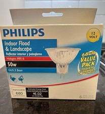 6 Pack Philips Landscape Indoor Flood 50W MR16 12V Light Bulb GU5.3 Base Sealed