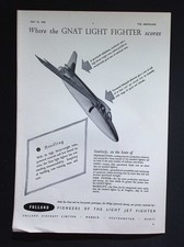 Original 1955 Advert Folland Gnat Light Fighter Jet Aircraft
