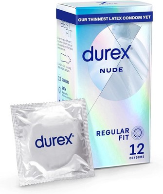 Durex Nude, ultradünn, 12 Kondome, normale Passform, KOSTENLOSER VERSAND, BB 10/2027-4/2030
