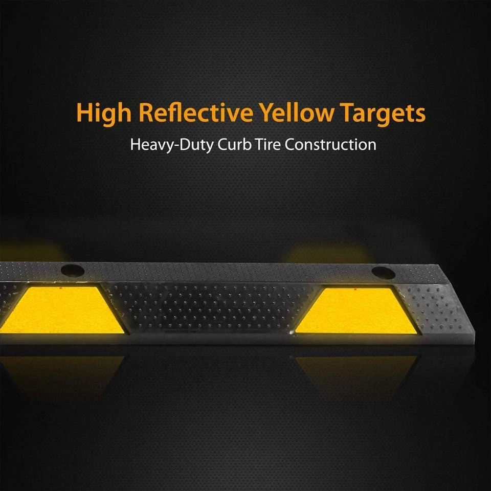 Упаковка из 2 высокопрочных резиновых ограничителей для бордюра парковки гаража пола 72 дюйма - Изображение 3 из 4