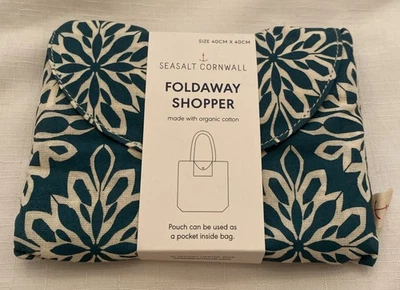 Seasalt Damen faltbare Canvas Shopper Einkaufstasche neu Geo Snowflake Dark Jade