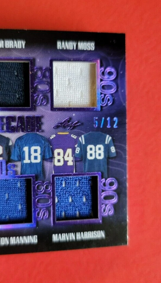 TOM BRADY JOE MONTANA JERRY RICE Peyton Manning DAN MARINO JERSEY CARD #5/12 ITG - Image 3 of 3