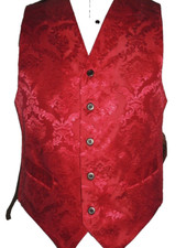 Frontier Classics Red Jacquard Men's Western Vest, Size Small
