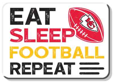 KANSAS CITY CHIEFS EAT SLEEP FOOTBALL REPEAT NFL MAGNET ROUNDED CORNERS NEW