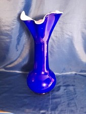 Vaso Vetro arte murano bicolore blu+bianco