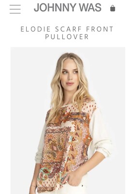 Johnny Was Elodie Scarf Front Blouse Medium