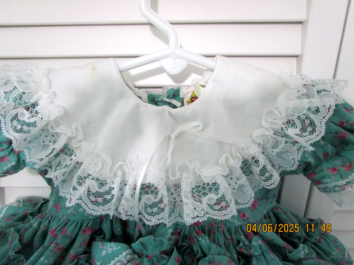 LID'L DOLLY'S Baby Girl's Dress Green/White Floral Ruffles Circle Skirt 8-12 lbs - Picture 3 of 14