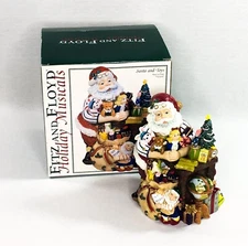 Fitz and Floyd 2003 Santa Holiday Musical Figurine Xmas Tree Toys in Box Tested