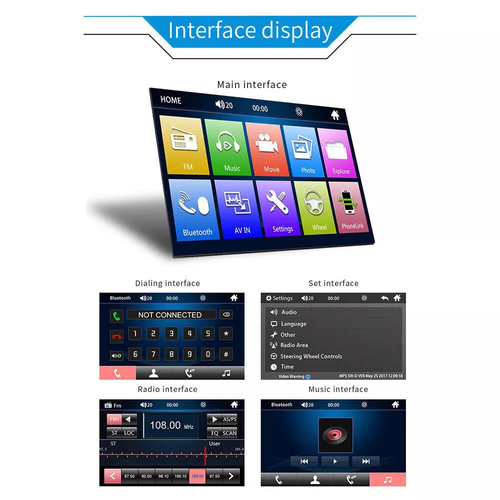 7" Double 2Din Car Stereo Radio Apple/Android Car Bluetooth Player Touch Screen - Picture 10 of 20