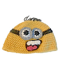 Crochet Minion Hat Beanie Yellow Funny Kids Toddlers Handmade Crochet Skull Cap