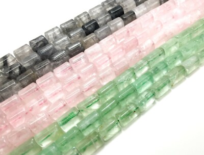 Cloudy Rose Quartz Prehnite Triangle Tube Cylinder Nugget Loose Gemstone Beads