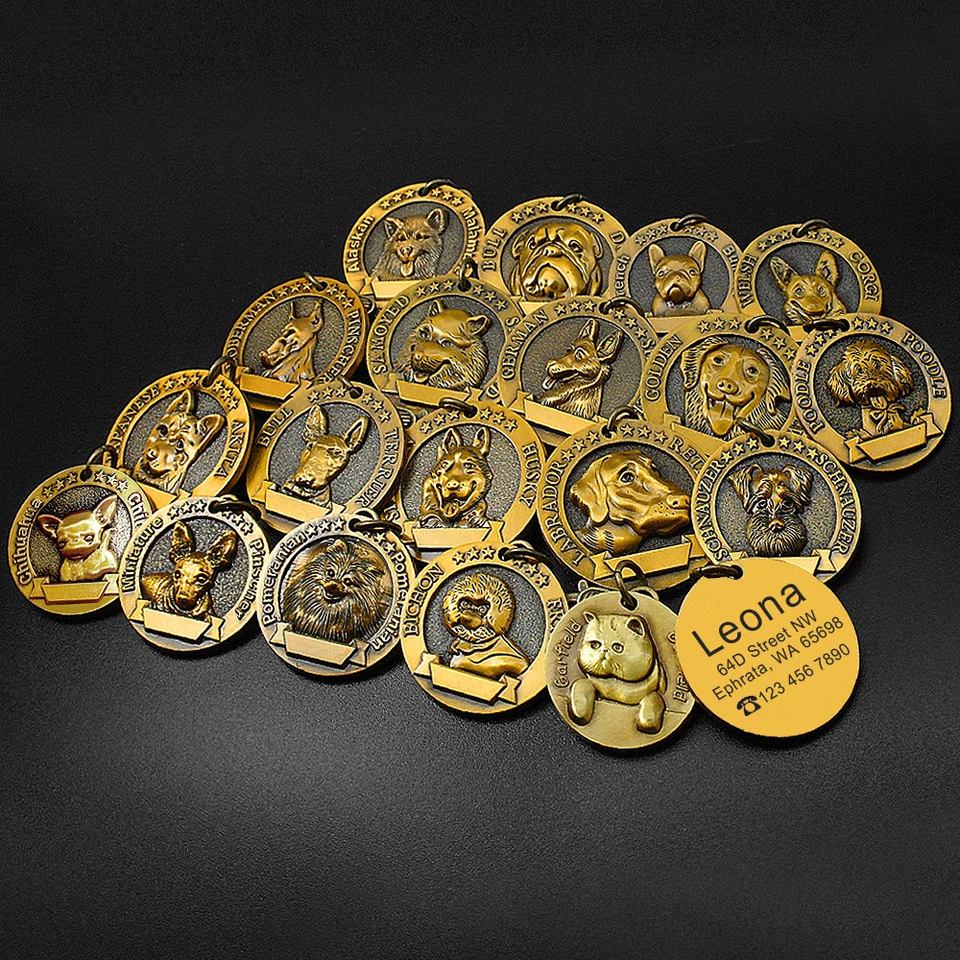 3D Dog ID Tags Engraved Personalized Metal Pet Custom Puppy Cat Name Tags Collar - Image 3 of 4