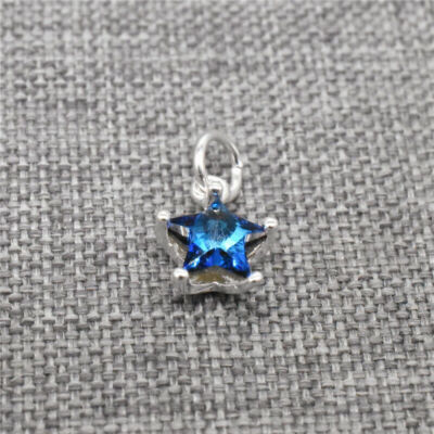 2 Sterling Silber Zirkon Wei? Blau Stern Charms f��r Armband Halskette
