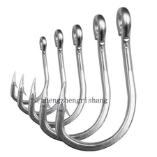 20/50Pcs Stainless Steel Saltwater Fishing Hooks Big Game Sharp Hook 2/0-12/0#