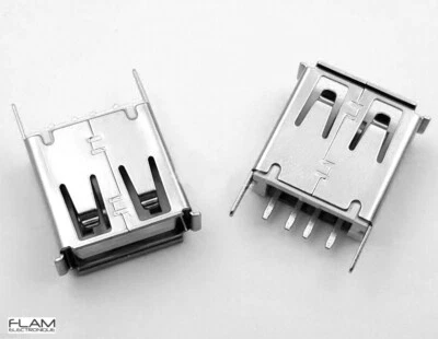 Connecteur à souder USB type A femelle - Female USB 2.0 connector to solder - Photo 1/4