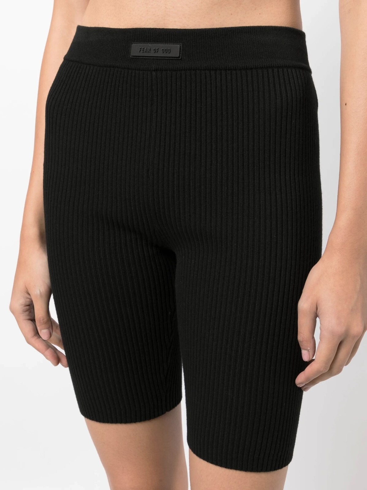 FOG Essentials Womens Ribbed Biker Shorts with Logo Patch XL Gorpcore Style  -image