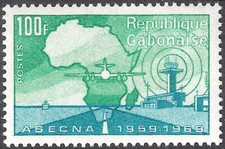 Gabon 1970 Centenary ASECNA Agency Security Aerial Navigation  MNH (SC# 260)