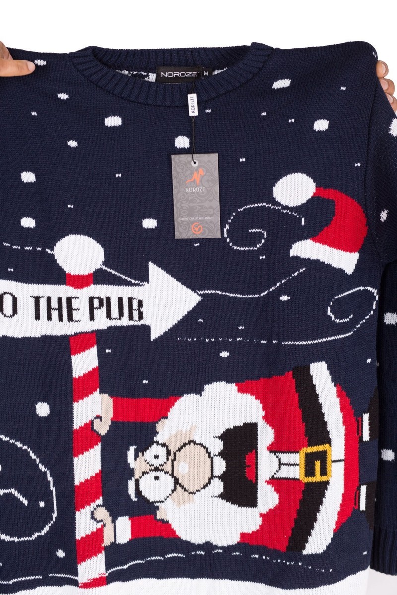 Men's Unisex Jumper Womens Xmas Pullover Santa to The Pub Sweater