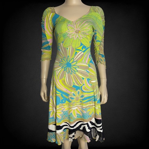 Roberto Cavalli SS 2004 Multicolor Animal Floral Print Stretch DRESS Size S - M - Picture 2 of 18