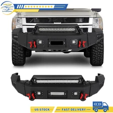 Bumper Steel Front w/Winch Plate Light For 07-10 Chevy Silverado 2500/3500